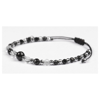 Bransoletka czarny TURMALIN Kryształ Górski HEMATYT ochrona szczęście